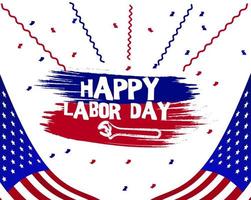 USA Labor Day greeting card with brush stroke background in USA national flag colors,happy labor day vector