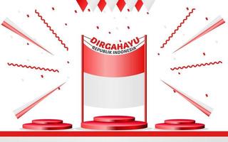 Indonesian Independence Day empty podium displays or decorative pedestals for promotions and products vector