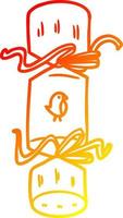 warm gradient line drawing christmas cracker cartoon vector