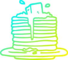 cold gradient line drawing cartoon butter melting on pancakes vector