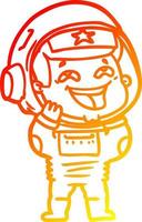 cálido gradiente línea dibujo dibujos animados riendo astronauta vector