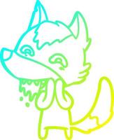 cold gradient line drawing cartoon hungry wolf vector