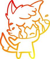 warm gradient line drawing crying fox cartoon vector
