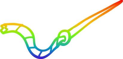 rainbow gradient line drawing cartoon needle and thread vector