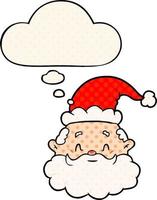 cartoon santa claus and thought bubble in comic book style vector
