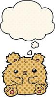 cute cartoon bear and thought bubble in comic book style vector