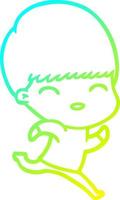cold gradient line drawing happy cartoon boy vector