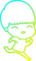 cold gradient line drawing happy cartoon boy vector