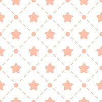 Nursery seamless pattern template. Simple vector star and shape fabric print. Isolated flat doodle drawing. Scandinavian retro boho style. Pink dotted line ornament.