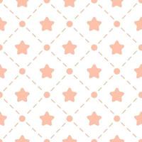 Nursery seamless pattern template. Simple vector star and shape fabric print. Isolated flat doodle drawing. Scandinavian retro boho style. Pink dotted line ornament.