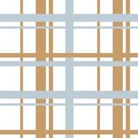 Plaid seamless pattern. Vector fabric print template. Scottish style gingham ornament. Geometric striped carpet background. Checkered white, beige and blue backdrop.