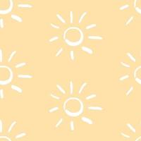 Abstract doodle seamless pattern. Vector simple fabric print template with hand drawn sun symbol. Trendy childish background.