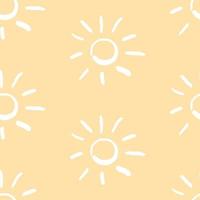 Abstract doodle seamless pattern. Vector simple fabric print template with hand drawn sun symbol. Trendy childish background.