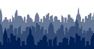 City panorama view, flat graphic vector illustration. Simple isolated shadow shape, border abstract print. Urban building silhouette.