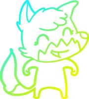 cold gradient line drawing happy cartoon fox vector