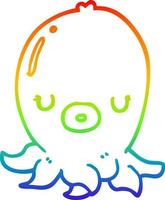 rainbow gradient line drawing cartoon octopus vector