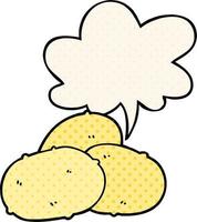 cartoon potatoes and speech bubble in comic book style vector