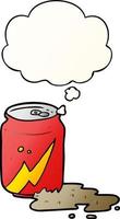 cartoon soda can and thought bubble in smooth gradient style vector