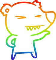 rainbow gradient line drawing angry bear cartoon vector