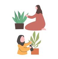 Muslim Woman gardening vector