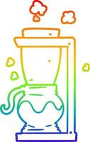 rainbow gradient line drawing cartoon filter coffee machine vector