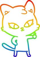 rainbow gradient line drawing cute cartoon cat vector