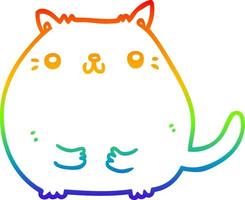 gato de dibujos animados de dibujo de línea de gradiente de arco iris vector