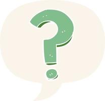 cartoon question mark and speech bubble in retro style vector