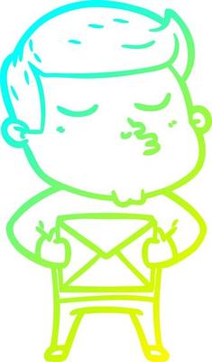 cold gradient line drawing cartoon model guy pouting