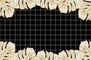 Hand drawn background with montera leaf and square outline gold illustration   Free Vector