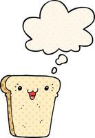 cartoon slice of bread and thought bubble in comic book style vector