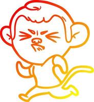 warm gradient line drawing cartoon annoyed monkey vector