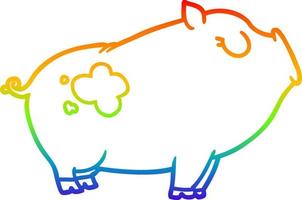 rainbow gradient line drawing cartoon pig vector