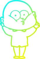 cold gradient line drawing cartoon bald man staring vector