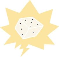 cartoon dice and speech bubble in retro style vector