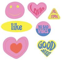 Set Of Cool Retro Stickers Vector Design.