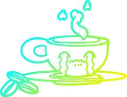 cold gradient line drawing cartoon crying espresso mug vector