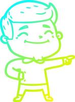 cold gradient line drawing happy cartoon man vector