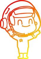 warm gradient line drawing happy cartoon astronaut man vector