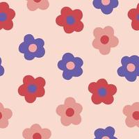 Minimalistic hand drawn colourful flower seamless pattern vector