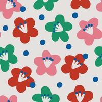 Cute hand drawn colourful flowers seamless pattern vector