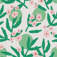 Cute seamless pattern with flowers and leaves vector