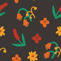 Seamless surface pattern with cute colourful flowers vector