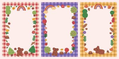 Set of cute children memo scrapbook and notes templates vector