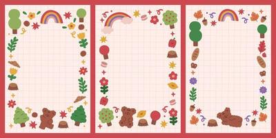 Set of colourful hand drawn memo scrapbook and notes templates vector