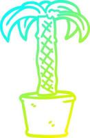 cold gradient line drawing cartoon potted plant vector