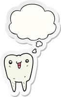 cartoon tooth and thought bubble as a printed sticker vector