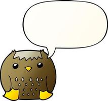 cartoon owl and speech bubble in smooth gradient style vector