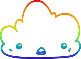 rainbow gradient line drawing cute cartoon cloud vector