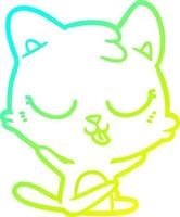 cold gradient line drawing cartoon cat vector